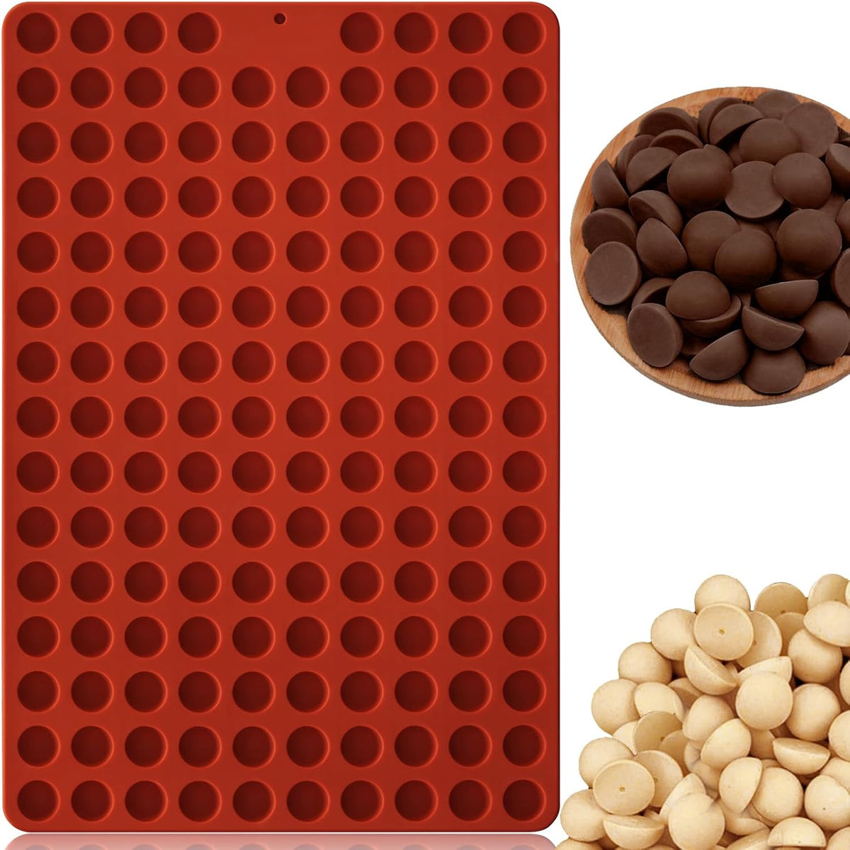 HKNMTT Mini Semi Sphere Shape Molds Silicone, 148 Cavities Round Baking Moulds for Dog Treats Snack Candy Chocolate Chip Cookie Wax Yogurt Melts, Oven Safe Small Half Ball Pellet Sheets