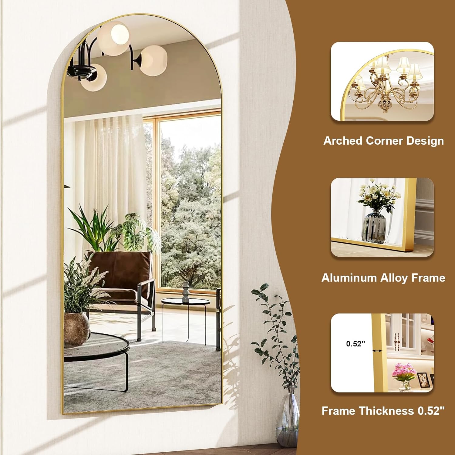HARRITPURE 56"x21" Arched Full Length Mirror Floor Mirrors