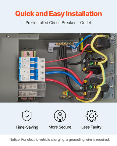 VEVOR RV Temporary Power Outlet Panel 50 30 20 Amp Receptacle with Breaker