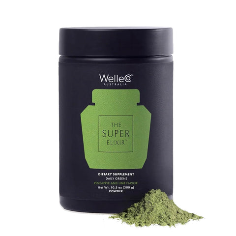 WelleCo The Super Elixir Daily Greens Powder, (300g, Pineapple & Lime)
