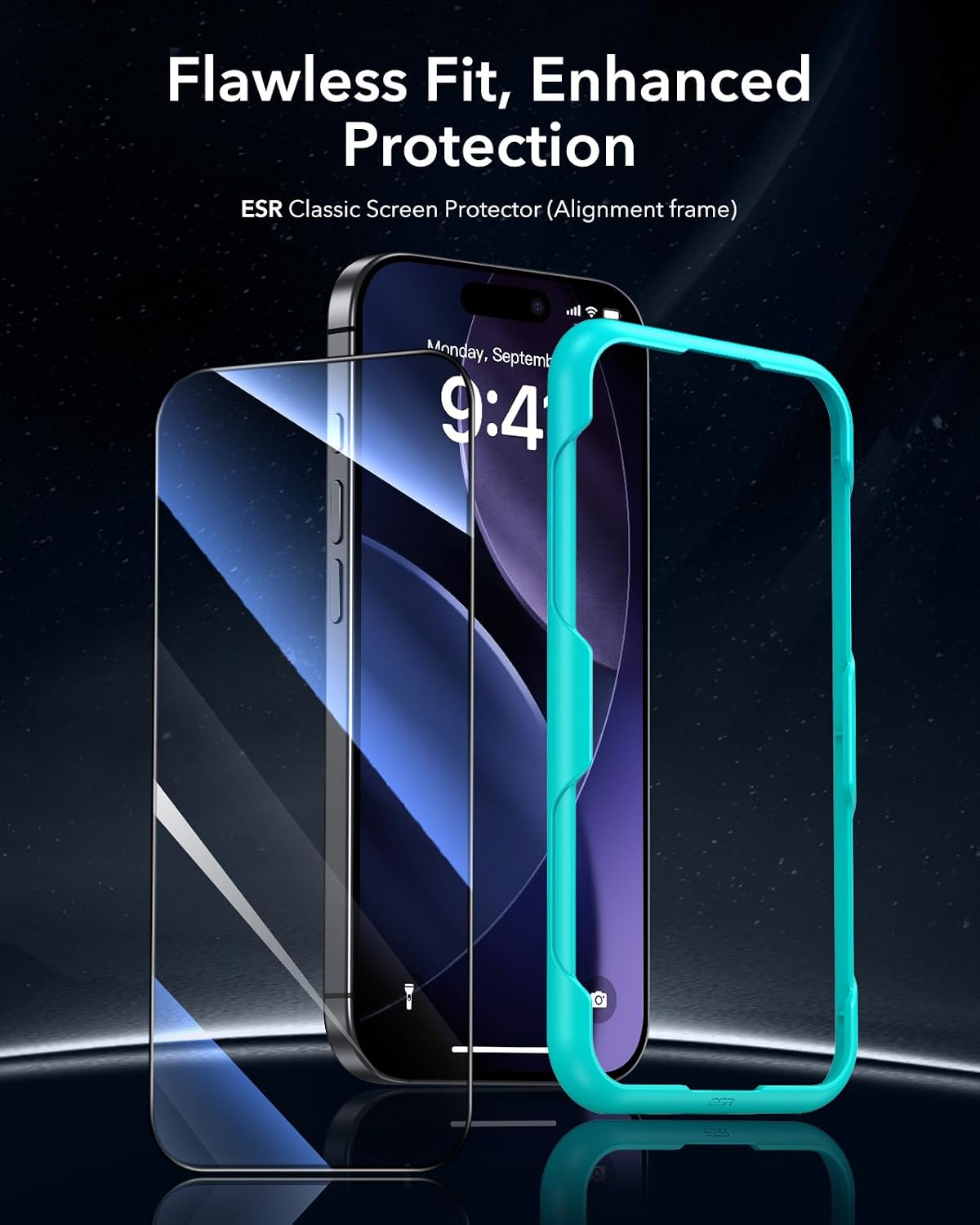 ESR 3 Pack for iPhone 15 Pro Screen Protector, [9H Hardness] [Military Grade Shatterproof] Full Coverage Tempered Glass Film with Easy Installation Tool