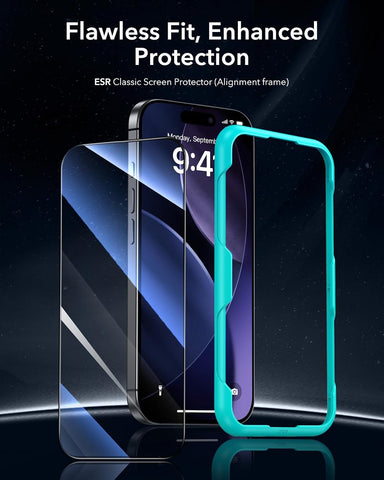 ESR 3 Pack for iPhone 15 Pro Screen Protector, [9H Hardness] [Military Grade Shatterproof] Full Coverage Tempered Glass Film with Easy Installation Tool