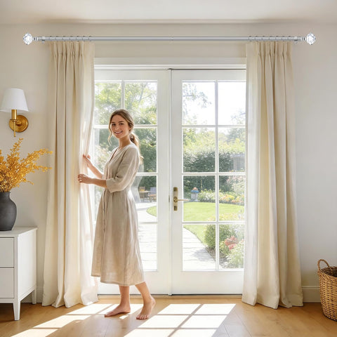 TONIAL Curtain Rods for Windows 28 to 48 In, Acrylic Diamond Finial