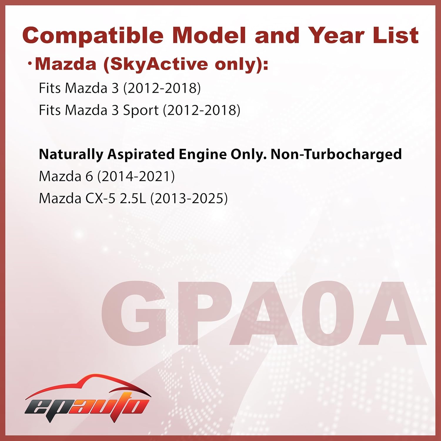 EPAuto GPA0A (PE07-13-3A0A) Engine Air Filter Replacement for Mazda