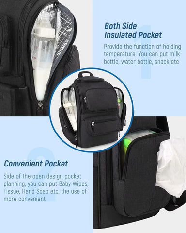 Mancro Diaper Bag Backpack, Dad Diaper Bag with 2 Side Insulated Pockets