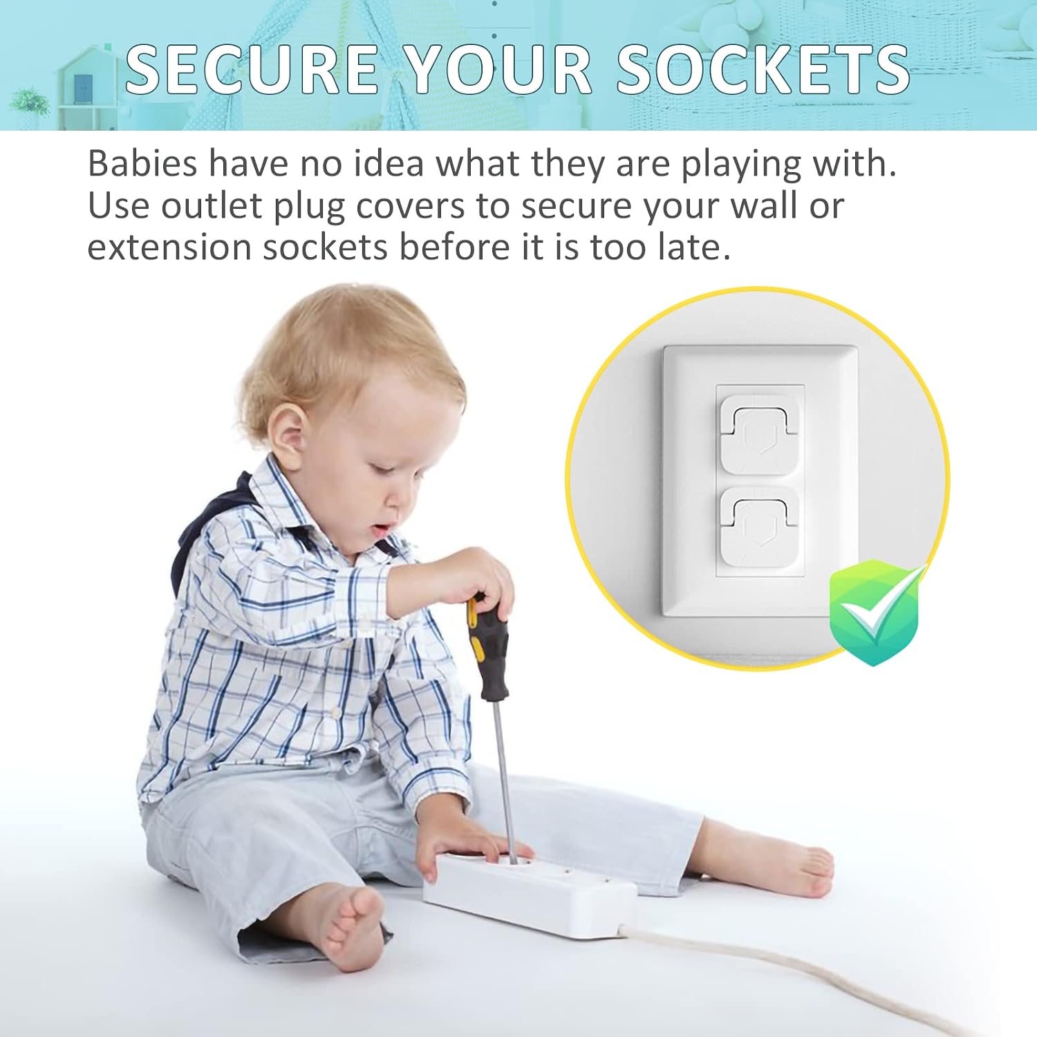 4our Kiddies Baby-Proof Outlet Covers(60 Pack) - Child Safety Electric Plug Protectors to Prevent Power Shock