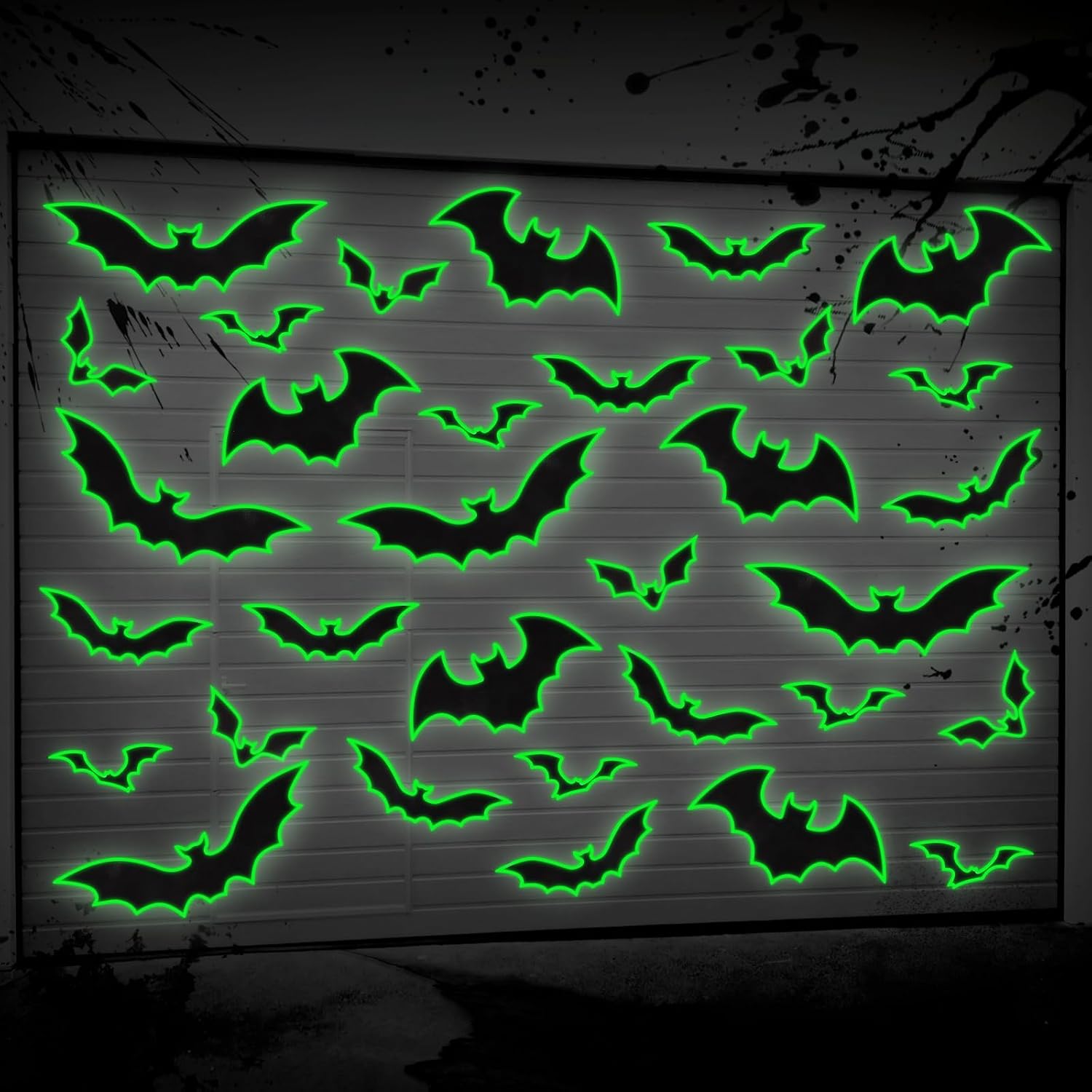YUJUN 30 PCS Halloween Magnets Garage Door Outdoor Decorations Glow Bats