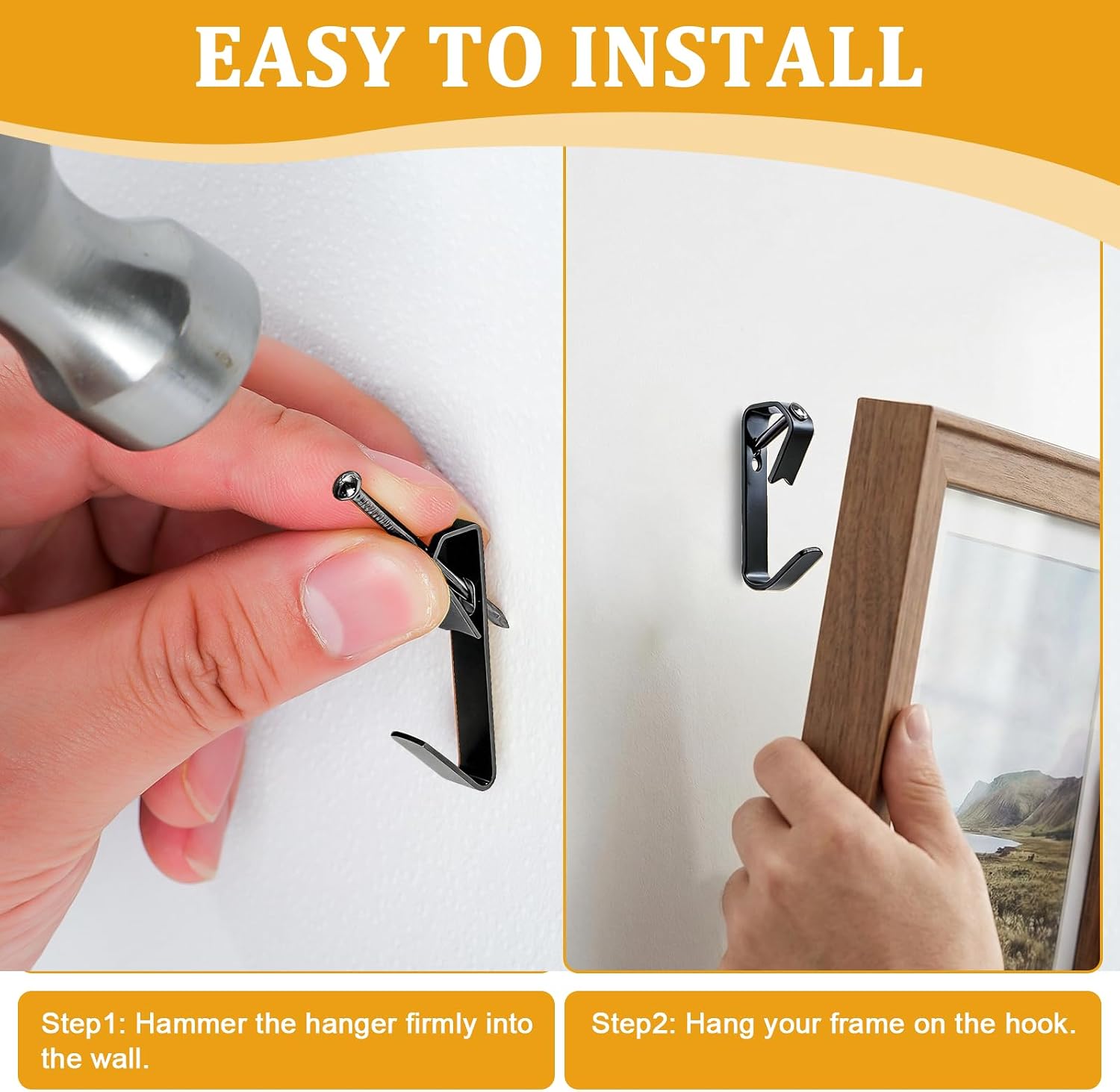KURUI 214Pcs Picture Hanging Hooks, Renter Friendly Picture Hanging Kit with Heavy Duty Picture Hangers and Hardware Nails, for Frame, Painting, Art and Photo, on Drywall,Plaster, and Wood Wall