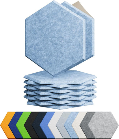 12 Pack Hexagon Acoustic Panels Self Adhesive Sound Proof Foam