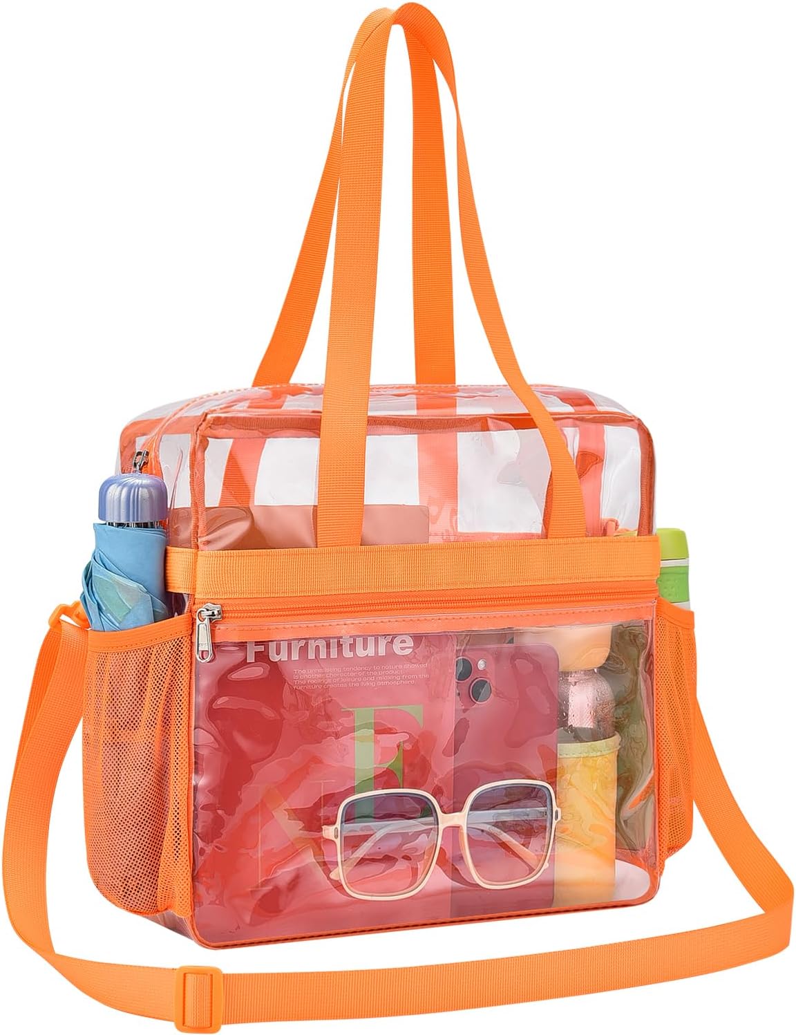 Paxiland Clear Tote Bag for Stadium Events, 12x6x12 Inches Stadium Approved