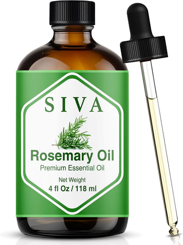 Siva Rosemary Essential Oil, Glass Bottle with Dropper, 4 Fl Oz (118 ml)
