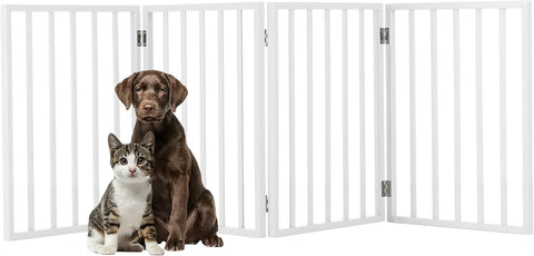 Pet Gate - 4-Panel Indoor Foldable Dog Fence for Stairs, Hallways, or Doorways - 72x24-Inch Wood Freestanding Dog Gates by PETMAKER (Black)