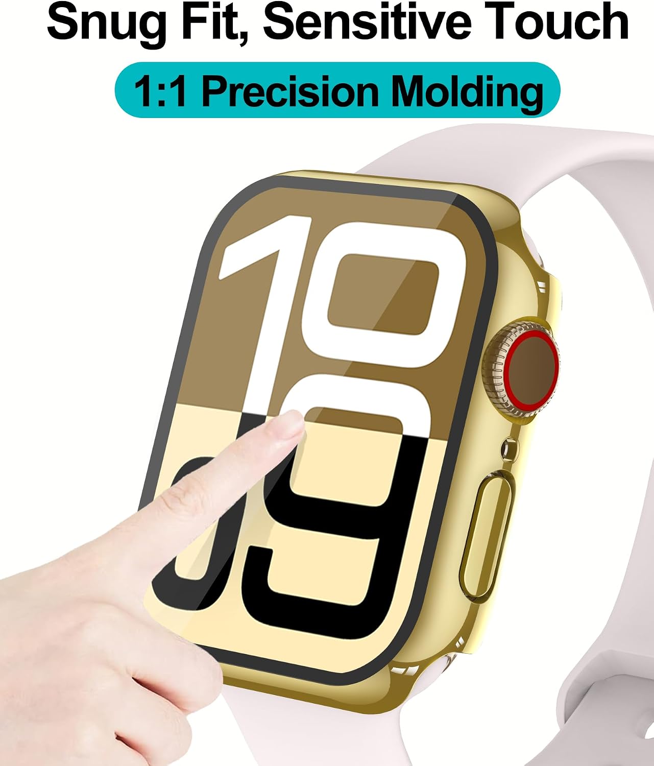 Smiling 2 Pack Case Compatible with Apple Watch Series 11 (2025)/Series 10 46mm with Tempered Glass Screen Protector, Hard PC Case Scratch-Resistant Overall Protective Cover- Gold