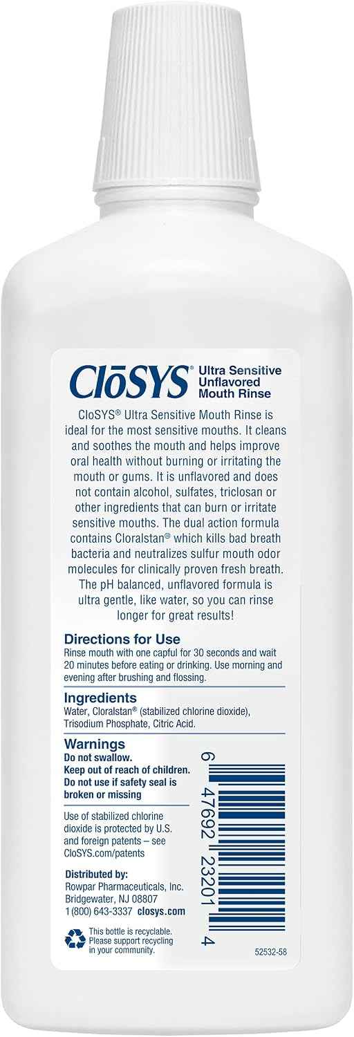 CloSYS Ultra Sensitive Mouthwash, 32 Oz, 3 Pack, Alcohol Free Mouthwash