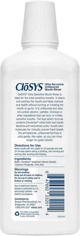 CloSYS Ultra Sensitive Mouthwash, 32 Oz, 3 Pack, Alcohol Free Mouthwash
