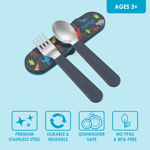 Bentgo Kids Stainless Steel Utensil Set with Fork, Spoon, & Storage Case