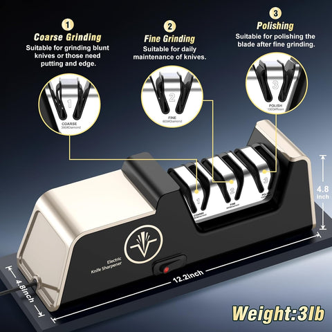 VIDOME Professional Electric Knife Sharpener, Champagne Gold