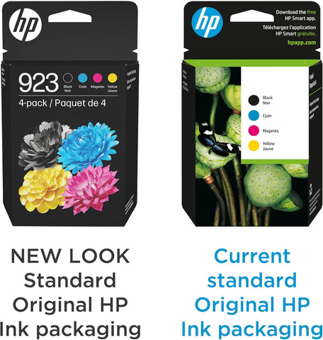 HP 923 Black, Cyan, Magenta, Yellow Ink Cartridges (4-Pack) | Works with OfficeJet 8120, Pro 8130 Series | 6C3Y6LN