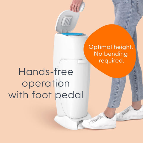 Diaper Genie Complete Diaper Pail (White) – Includes 1 Refill (Holds 270 Newborn Diapers) & 1 Carbon Filter
