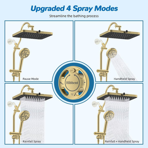 Hibbent cUPC Certified High Pressue 13'' Rainfall Shower Head with 5-Spray