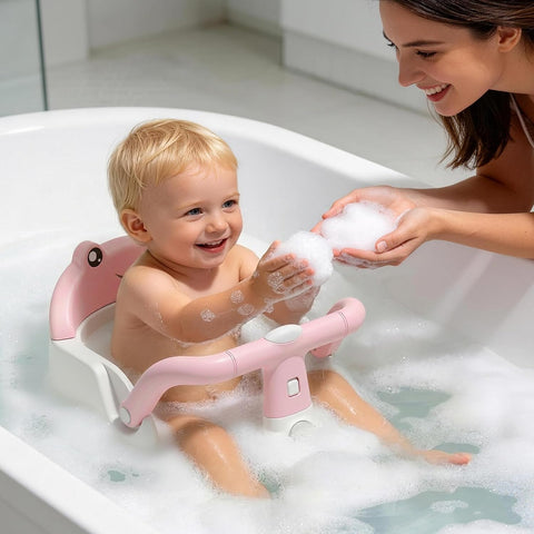 Baby Bath Seat for Babies 6 Months & Up, Non-Slip Toddler Bath Seat with Suction Cup, Safe and Comfortable Portable Infant Bathtub Chair for Bathroom, Bathtub Tub Sitting Up, Easy to Clean (Pink)