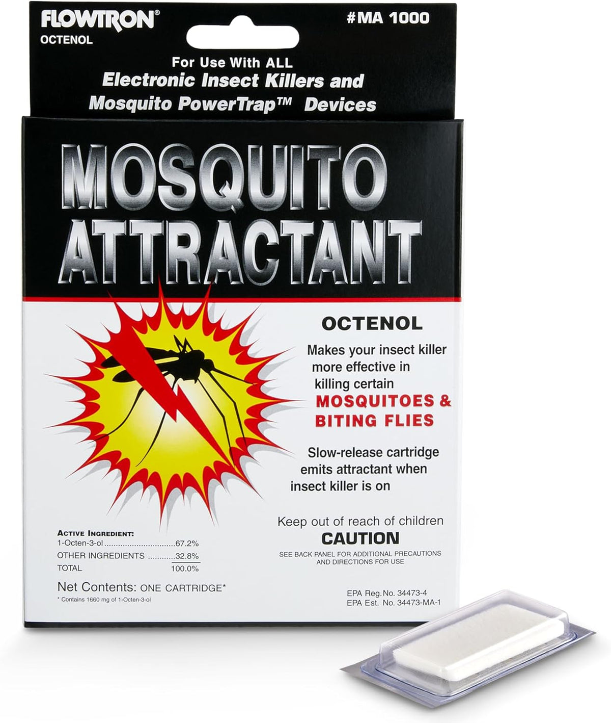 Flowtron Octenol Mosquito Attractant Cartridge, 1660mg, Outdoor Bug Zappers