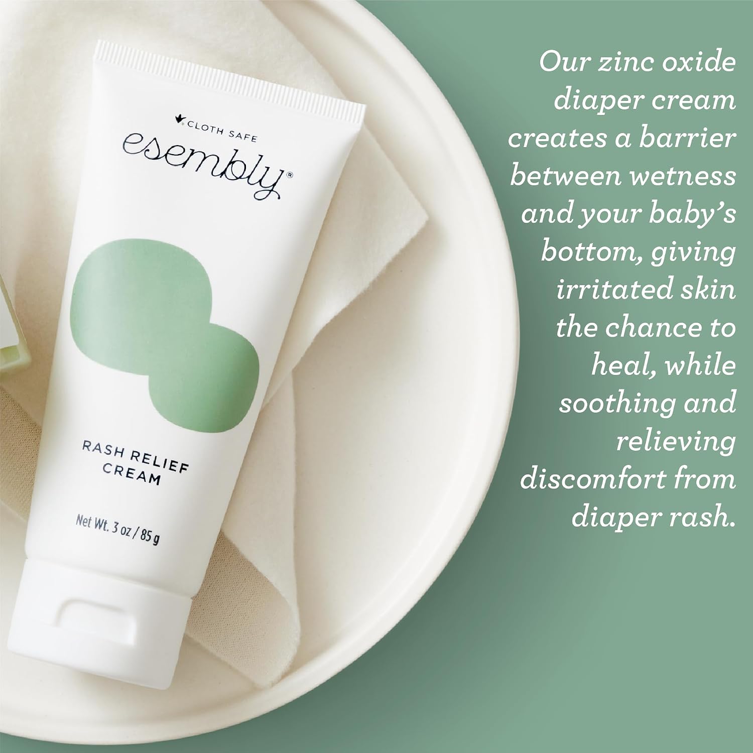 Esembly Rash Relief Cream, Zinc Diaper Cream, 3oz