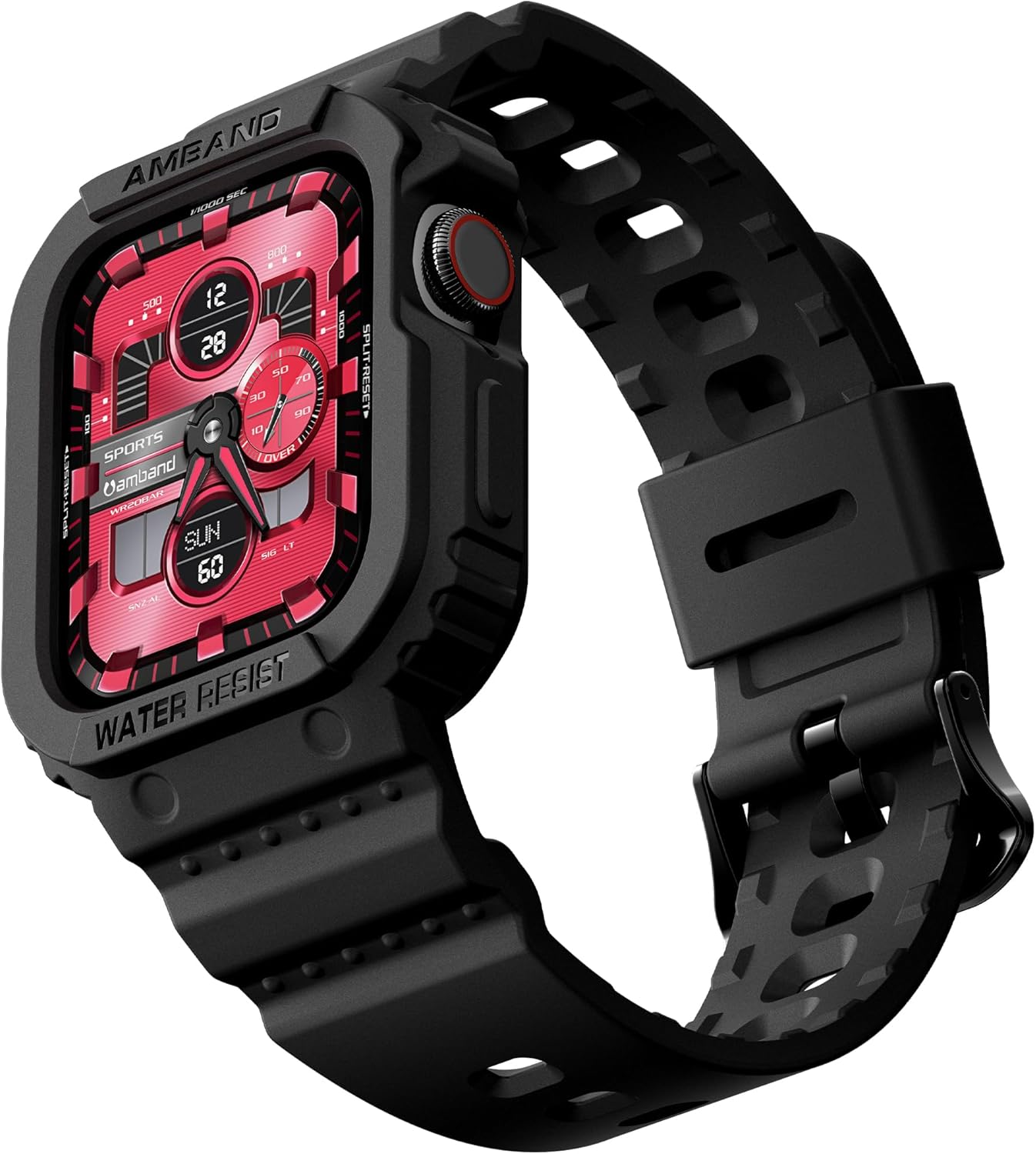 amBand Compatible for Apple Watch Band 41mm 40mm 38mm with Bumper Case, Rugged Men Women Bands for iWatch SE 3 SE2nd SE Series 9 8 7 6 5 4 3 2, Sport Military Protective Cases Drop-Proof, Matte Black