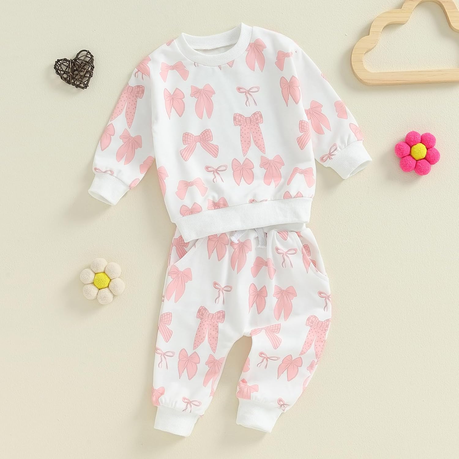 Cute Baby Girl Clothes Long Sleeve Print Sweatshirt Top and Pants Set Toddler Girl Fall Outfits