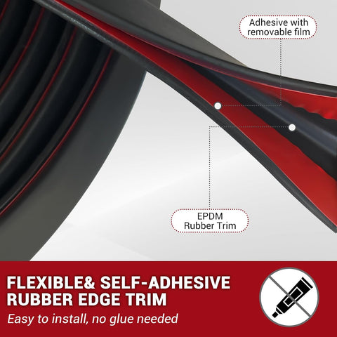 Rubber Edge Trim, 3/16"(5mm) Self Adhesive Flexible U Channel Edge Protecter for Glass, Flexiglass and Plywood, Fit for 5/32"-7/32" Width Edge, Black Color, 10Ft, EPDM Material