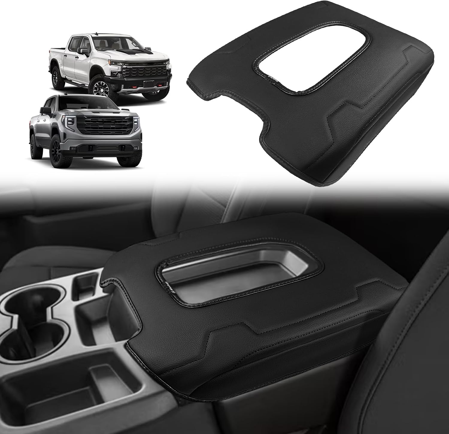 Muslogy Armrest Cover for Silverado/Sierra 2019-2026, Regular Thick, Bench
