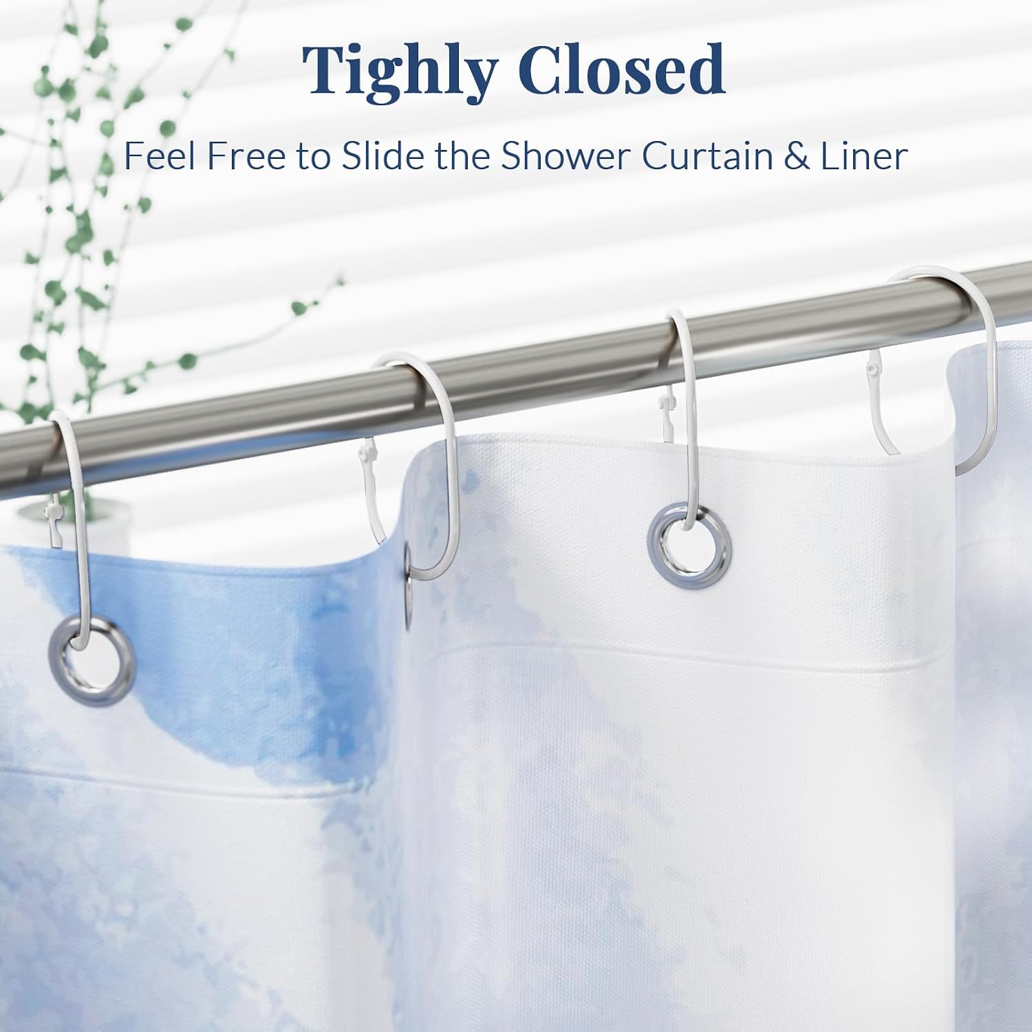 Bathway Shower Curtain Rings, White Shower Curtain Hooks 12 Pcs Anti-Drop Shower Rings for Curtain, Metal Shower Curtain Rings Rust Proof, Shower Hooks for Shower Curtain Rod, Curtain Rings