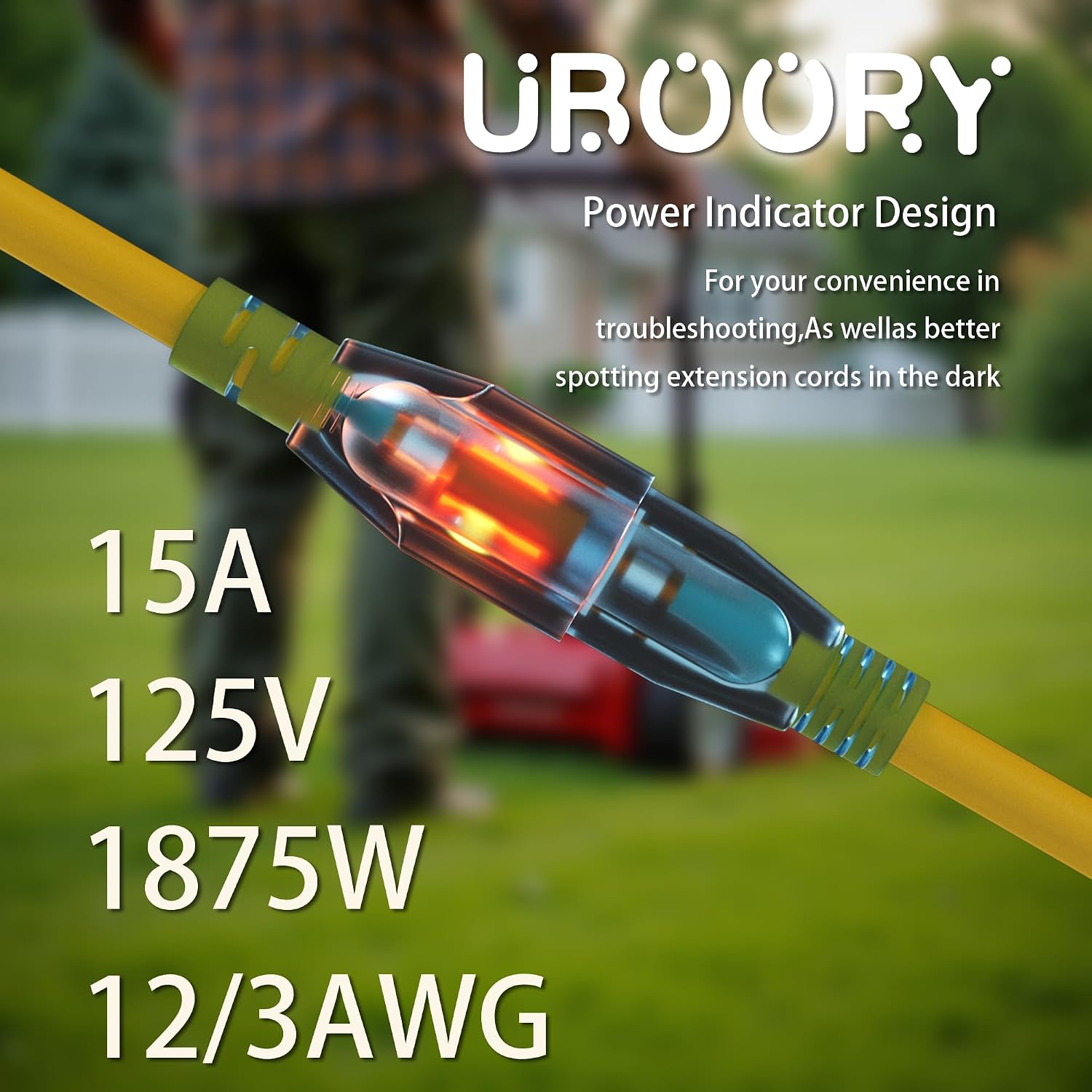 Outdoor Extension Cord Waterproof 100 FT, Yellow 12/3 SJTW Heavy Duty, Flexible 100% Copper 3 Prong Extension Cord for Lawn, Garage