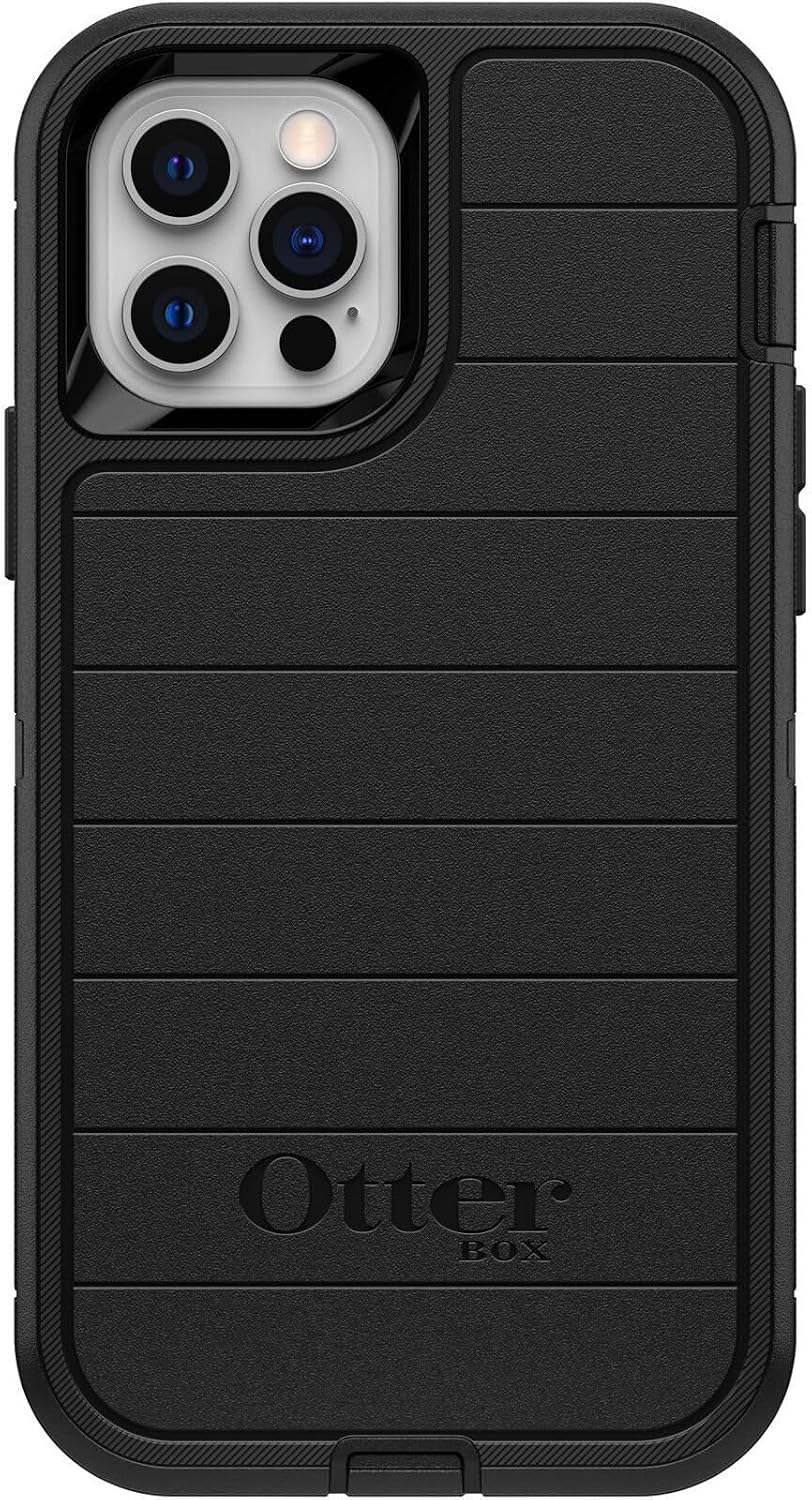 OtterBox iPhone 12 & iPhone 12 Pro (Only) - Defender Series Case - Black - Holster Clip Included - with Screen Protector - Microbial Defense Protection - Non-Retail Packaging