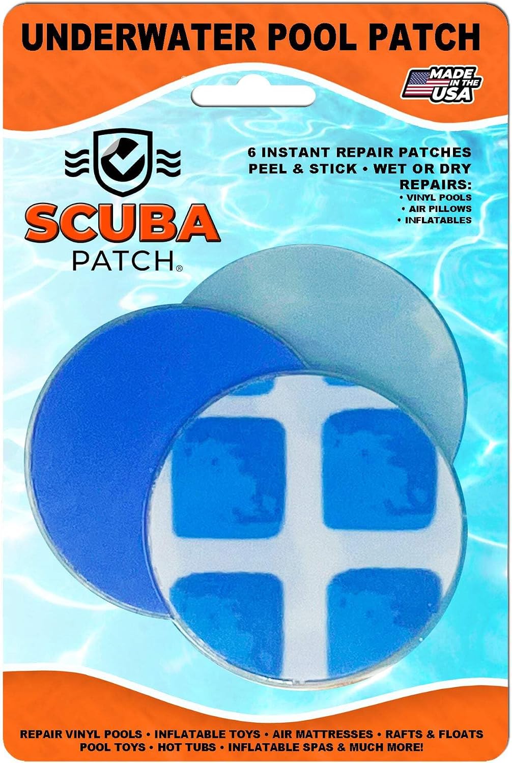 All-in-One Repair Kit for Above-Ground Pools | Fast, Underwater-Capable Peel-and-Stick OR Adhesive Glue-Down Vinyl Patches & for Easy Set and Frame Pools Blue Glue On