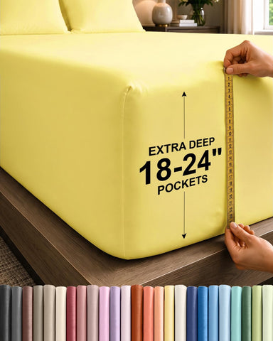CGK Extra Deep Full Single Fitted Sheet Only - Yellow