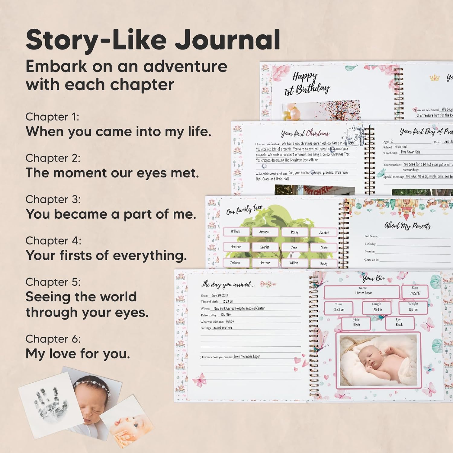 First 5 Years Baby Book Keepsake, Baby Memory Book Girl Boy(Fairytale Land)