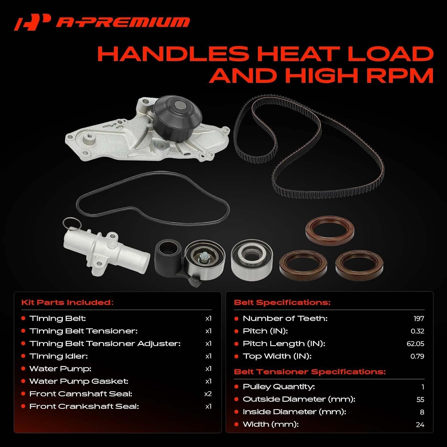 A-Premium Timing Belt Kit and Water Pump Compatible with 03-18 Honda, Acura
