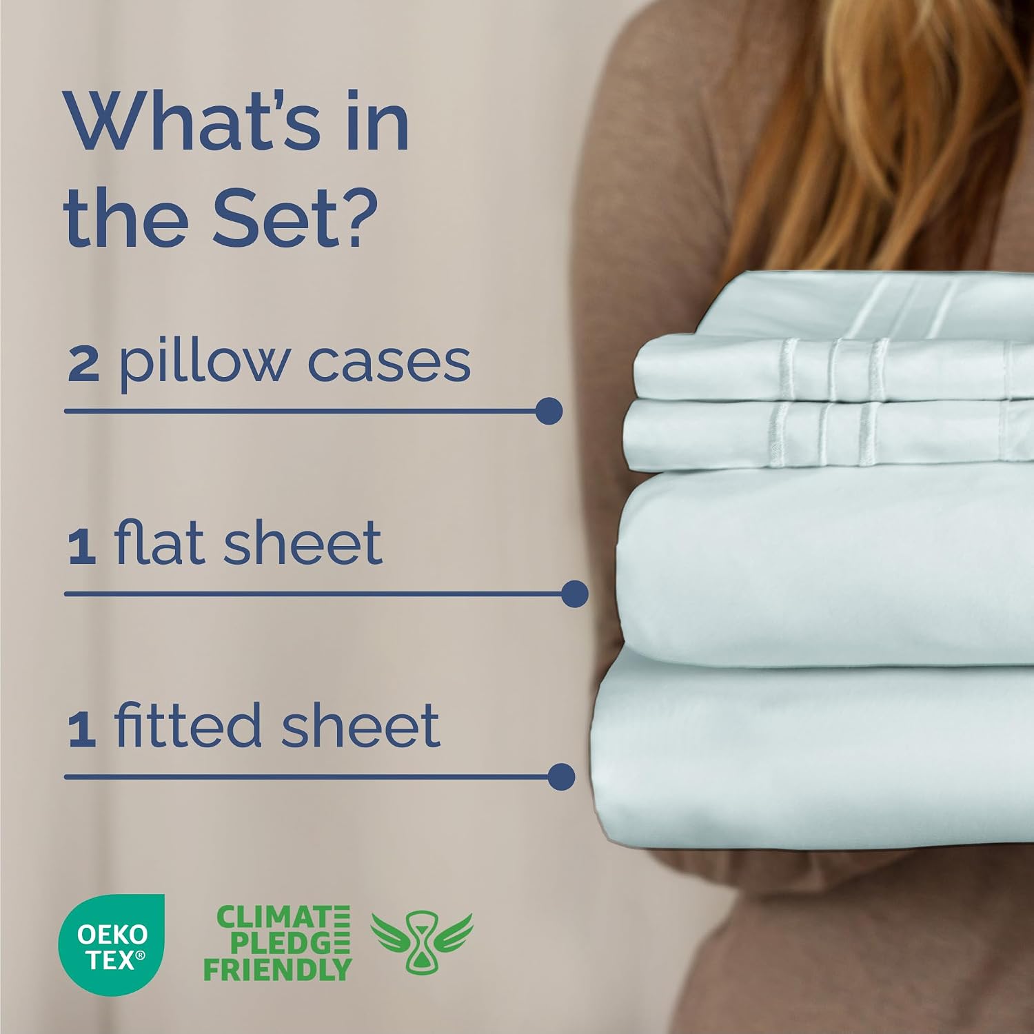 Cal King Size 4 Piece Sheet Set - Breathable & Cooling Sheets - Ice Blue