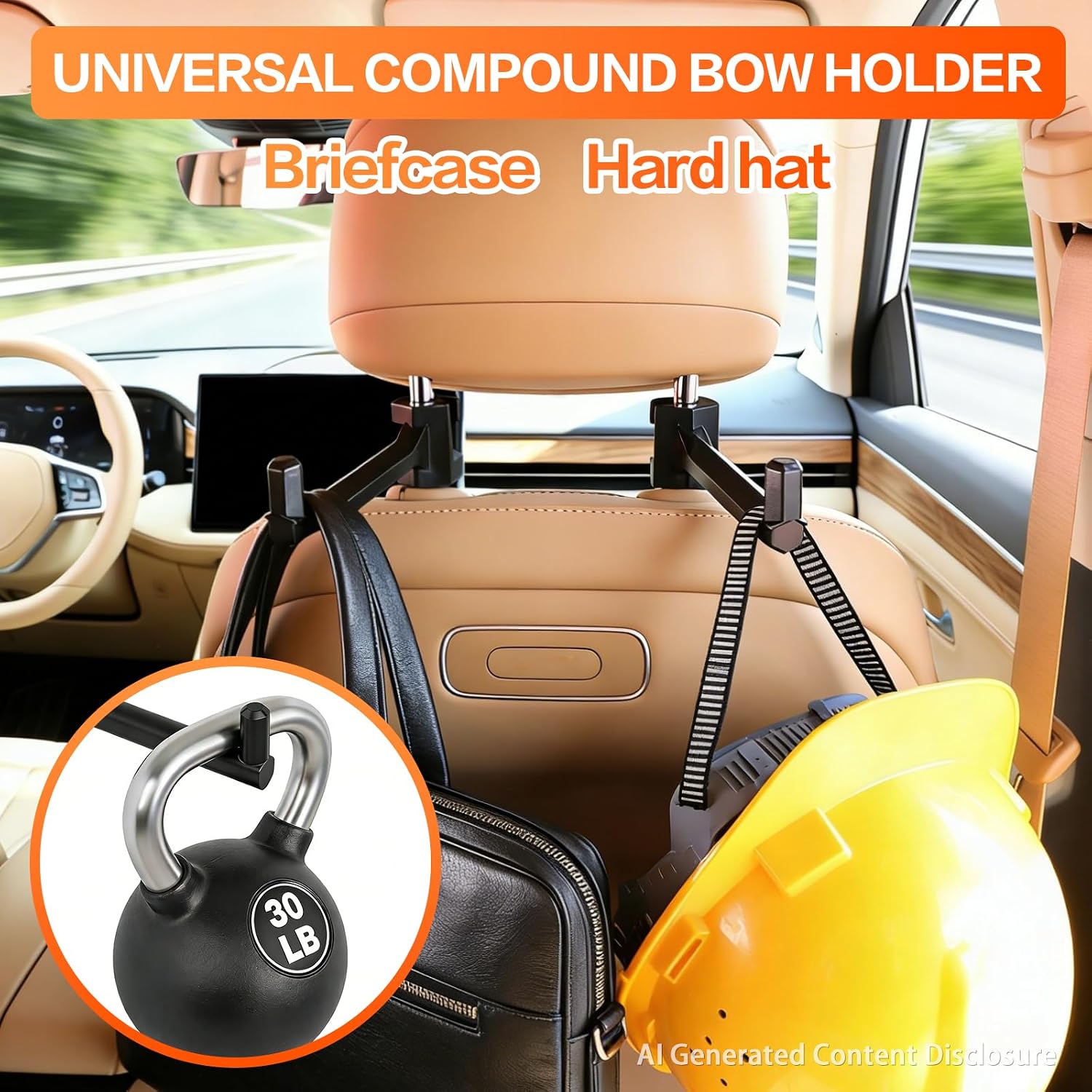 Bow Hanger for Truck, 2 Set Archery Hunting Shooting Bracket Headrest Mount,Universal Compound Bow Holder for Vehicle Storage and Hunting Transport
