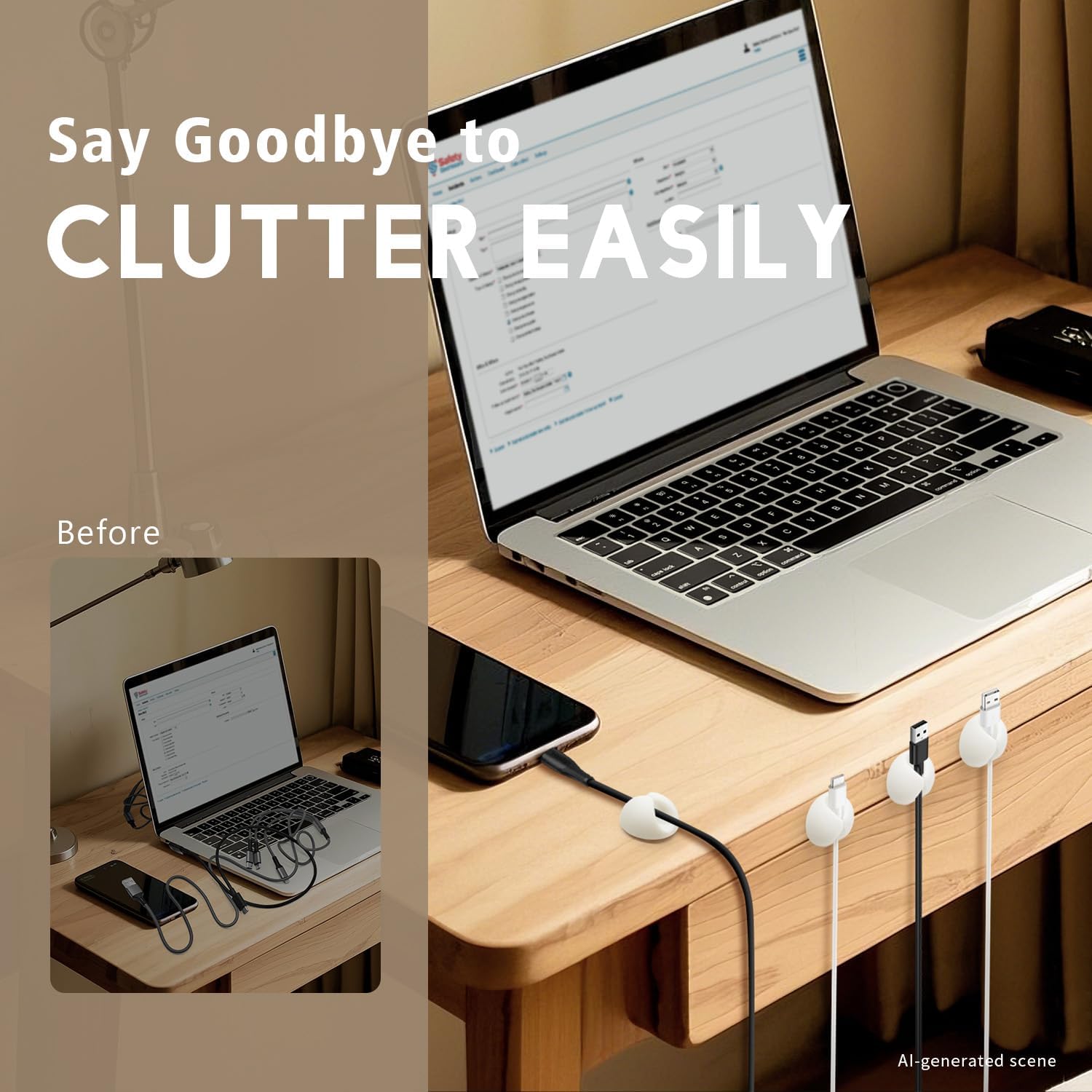 SmiLife Cable Clips, Cord Holder, Wire Holder for Cable Management, 9PCS