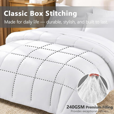 CozyLux Twin Comforter Set, 5-Piece Bed in a Bag, White