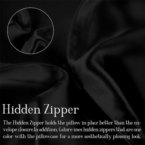 Gabire Mulberry Silk Pillow Cases Set of 2, Both Sides Real Silk Pillowcase for Hair and Skin Prevent Acne Pillowcase Organic Silk Pillowcase 2 Pack with Hidden Zipper, Black, Standard (20"×26")