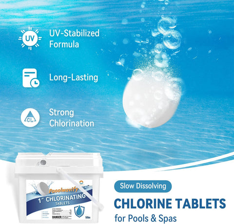 5LBs 1 inch Chlorine Tablets for Swimming Pools & Spas Slow Dissolving
