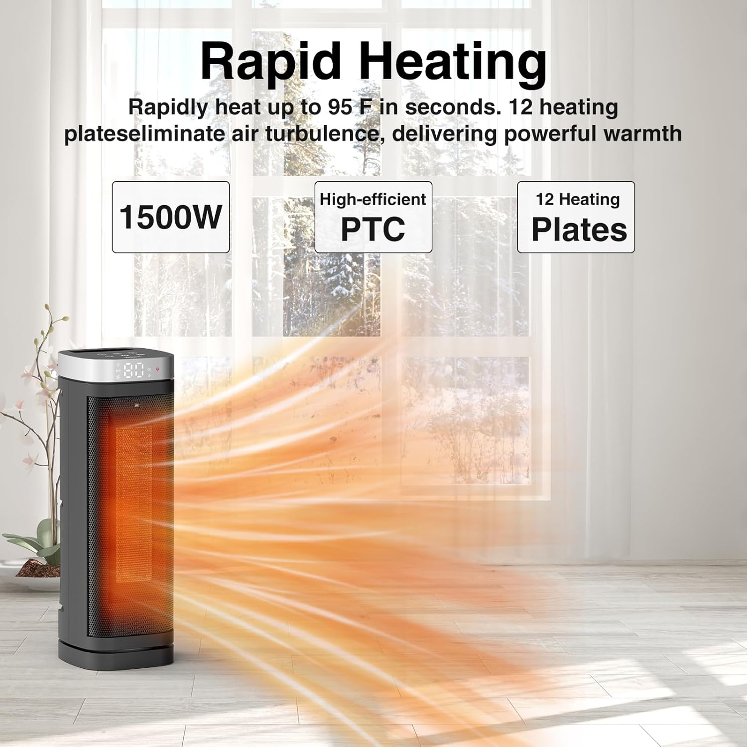Space Heaters for Indoor Use with Thermostat, 1500W Electric Heater