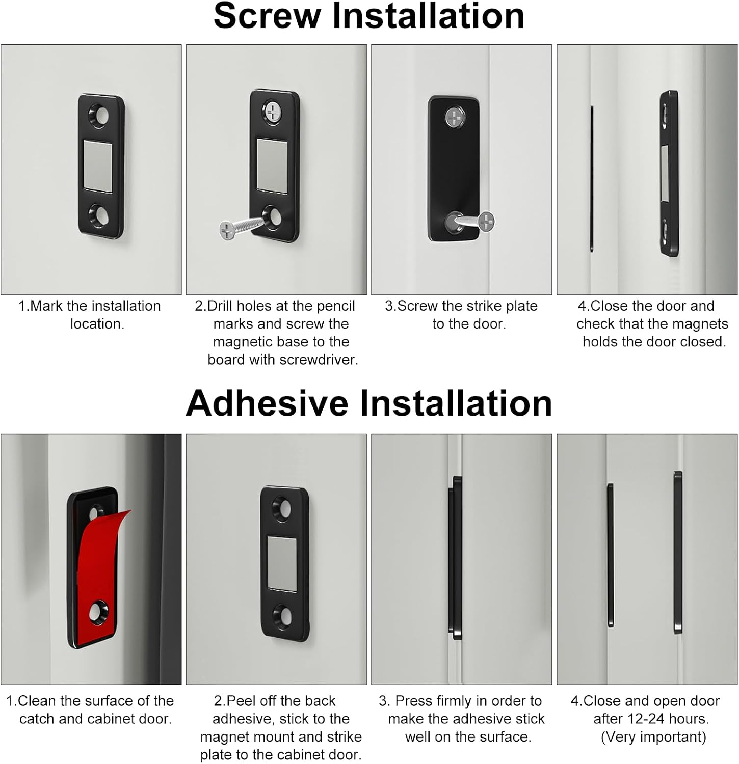Cabinet Magnetic Catch Jiayi 4 Pack Ultra Thin Cabinet Door Magnets Stick on Drawer Magnets Cabinet Latch Magnetic Closures for Cabinets Kitchen Closet Door Closing Magnetic Door Catch Closer