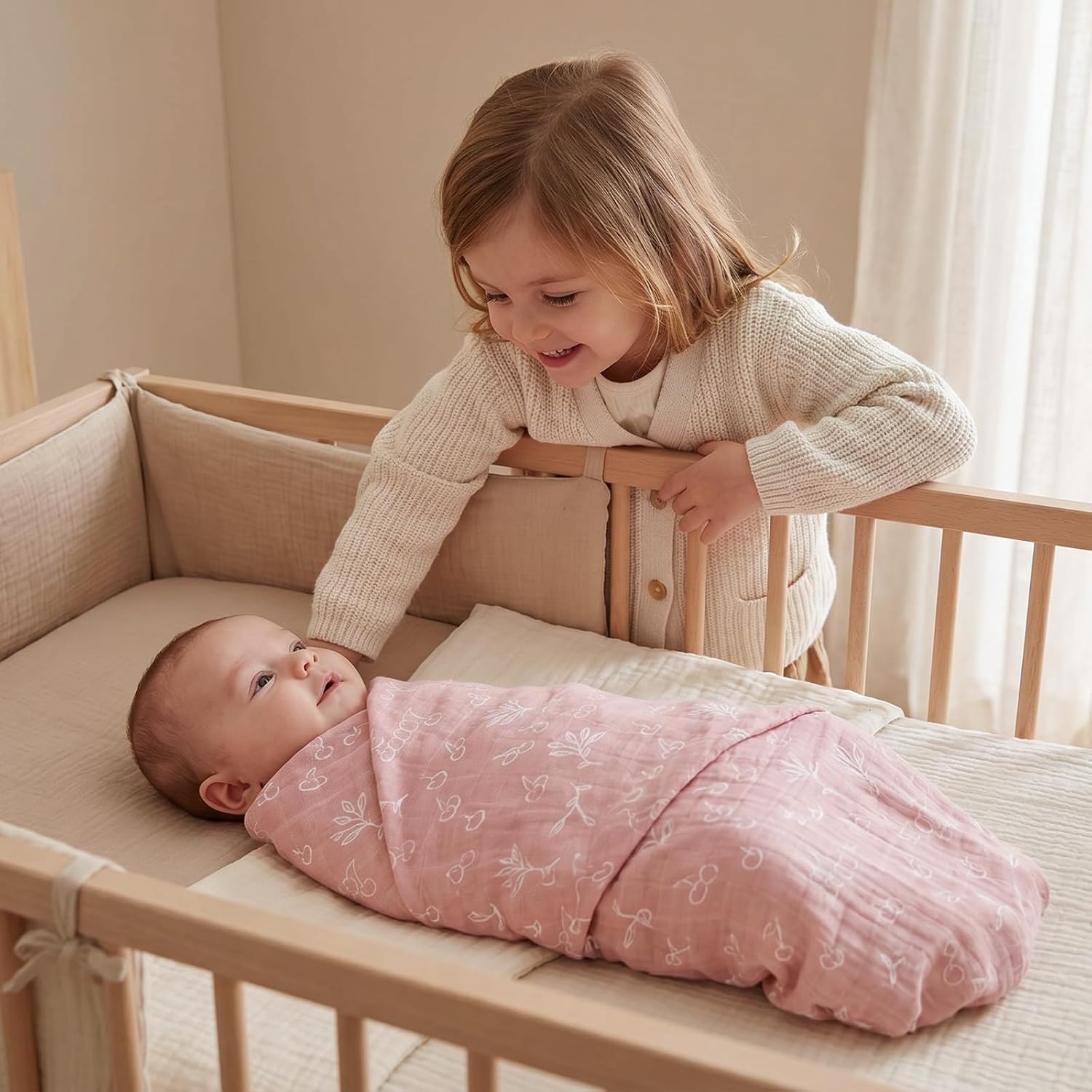 Muslin Swaddle Blankets for Newborn, Cotton Receiving Blanket