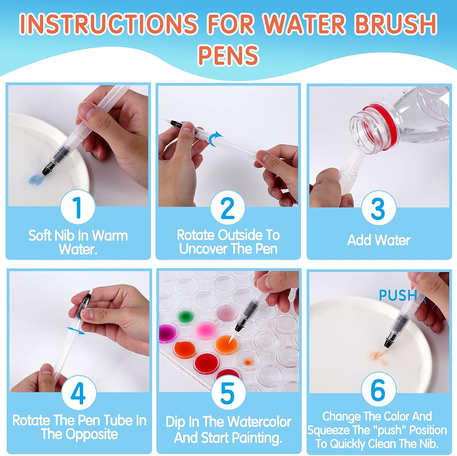 36 Colors Washable Watercolor Paint Set, with 3 Brushes Pen