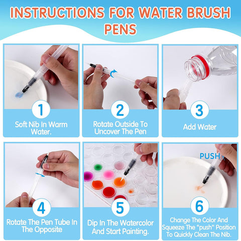 36 Colors Washable Watercolor Paint Set, with 3 Brushes Pen