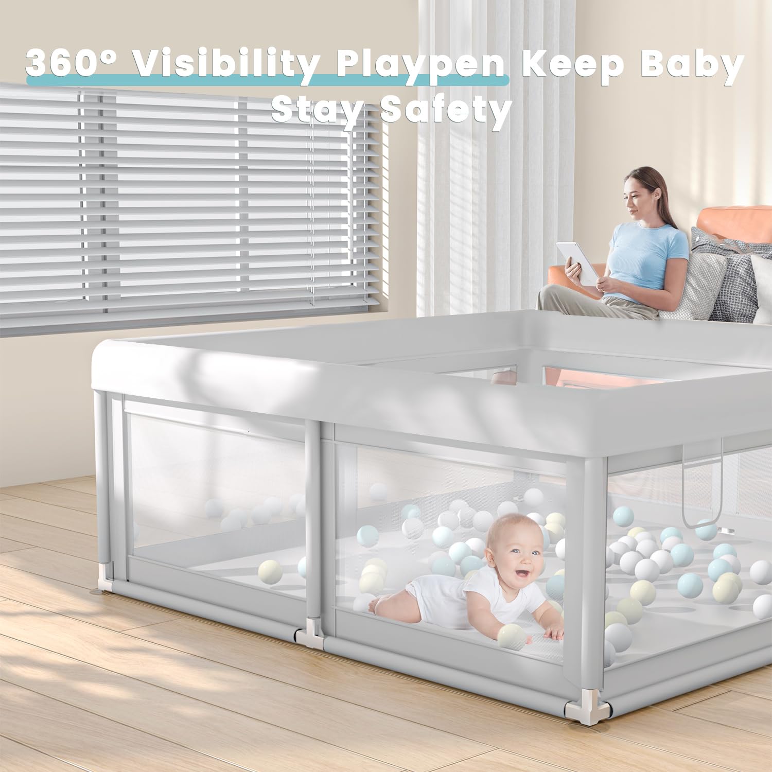 Hiaksedt Baby Playpen 50x50 Inch, Play Pens for Babies and Toddlers